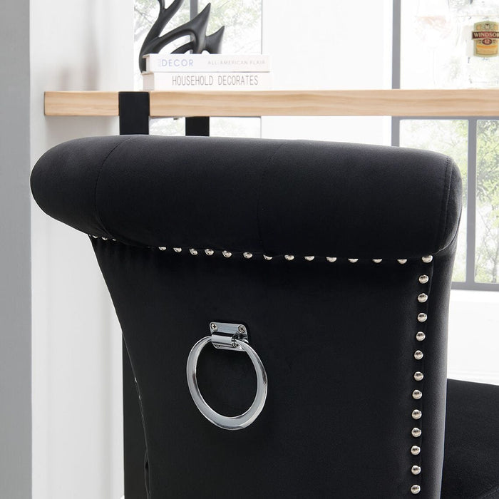 Knocker Back Breakfast Bar Stool - Black Velvet Breakfast Barstools Derrys 