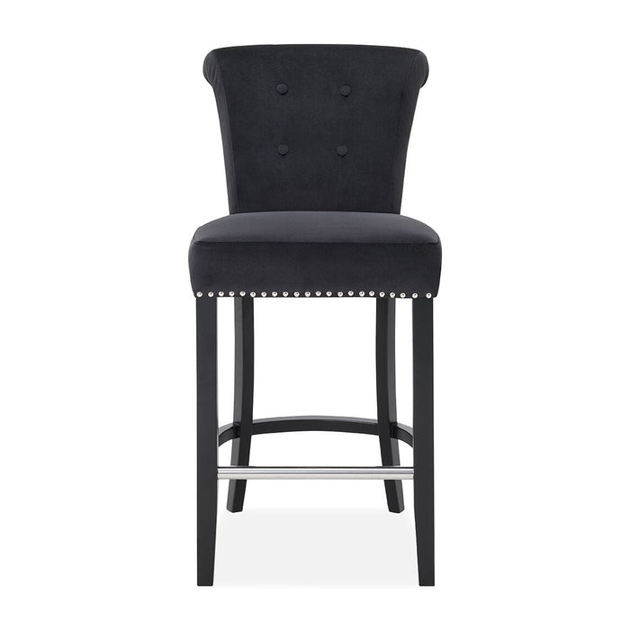 Knocker Back Breakfast Bar Stool - Black Velvet Breakfast Barstools Derrys 