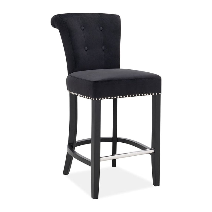 Knocker Back Breakfast Bar Stool - Black Velvet Breakfast Barstools Derrys 