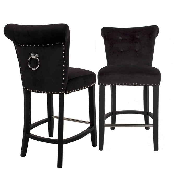 Knocker Back Breakfast Bar Stool - Black Velvet Breakfast Barstools Derrys 