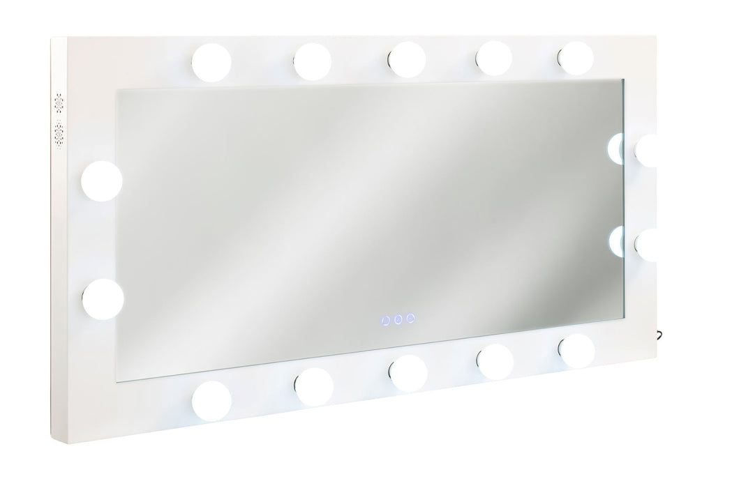 Tabletop Hollywood Mirror-White with Bluetooth Speaker Mirror Derrys 