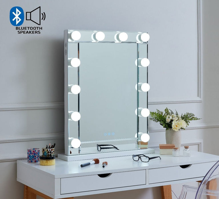 Desktop Hollywood Mirror Glass with Bluetooth Speaker Mirror Derrys 