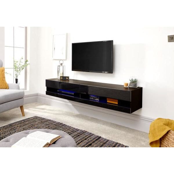 Galicia 150cm Wall Tv Unit With LED Black TV Unit GW 