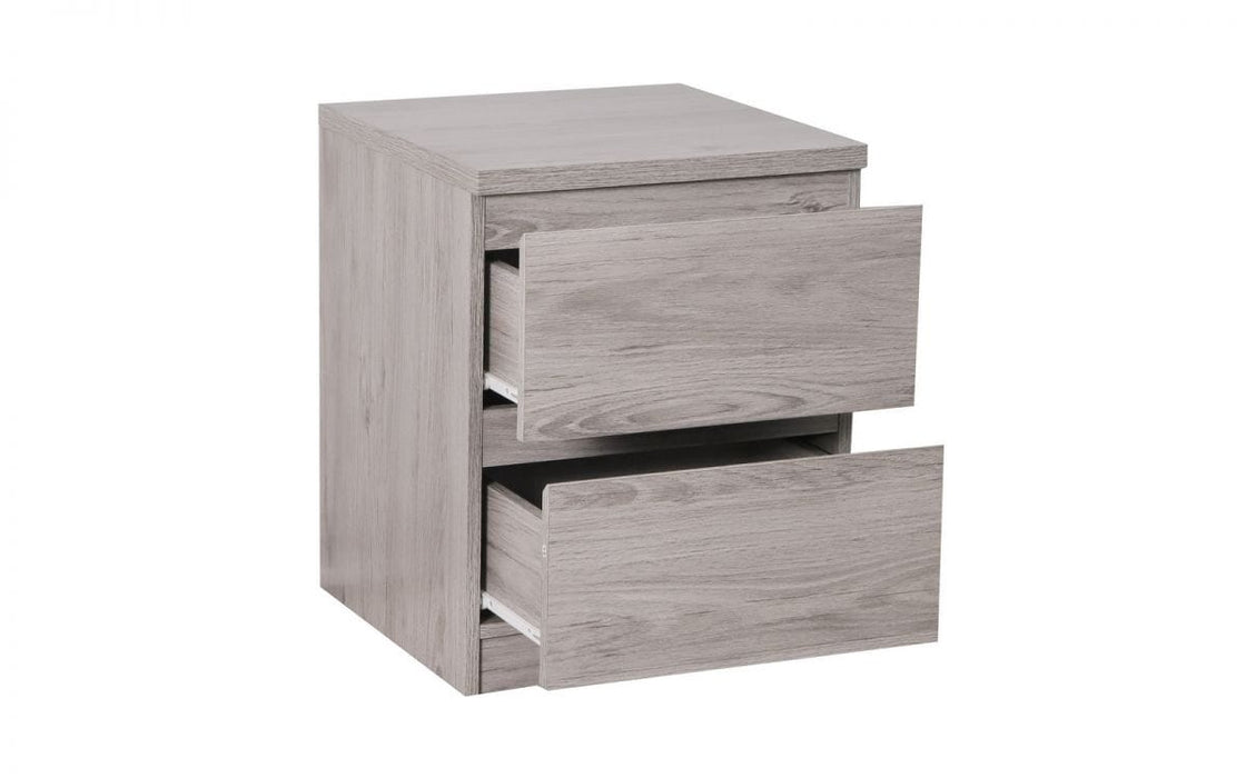 Jupiter 2 Drawer Bedside - Grey Oak Bedside Tables Julian Bowen V2 