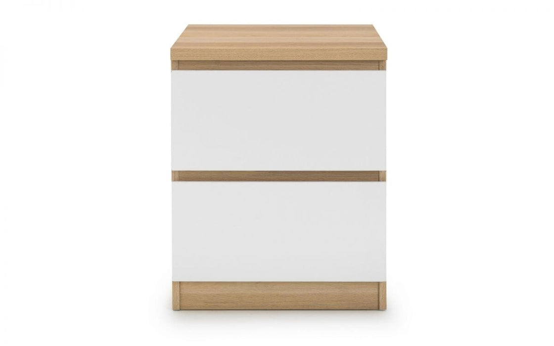 Jupiter 2 Drawer Bedside - White/Oak Bedside Tables Julian Bowen V2 