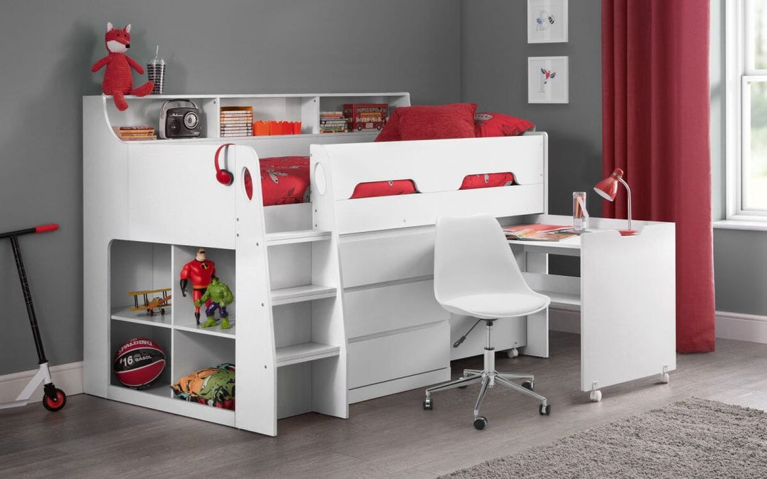 Jupiter Midsleeper White Bunk Beds Julian Bowen V2 