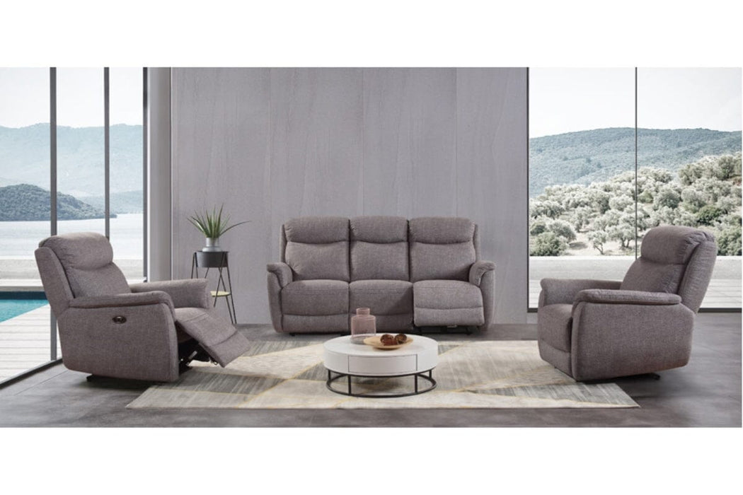 Kent 3 Seater Fixed Fabric - Grey Recliner FP 