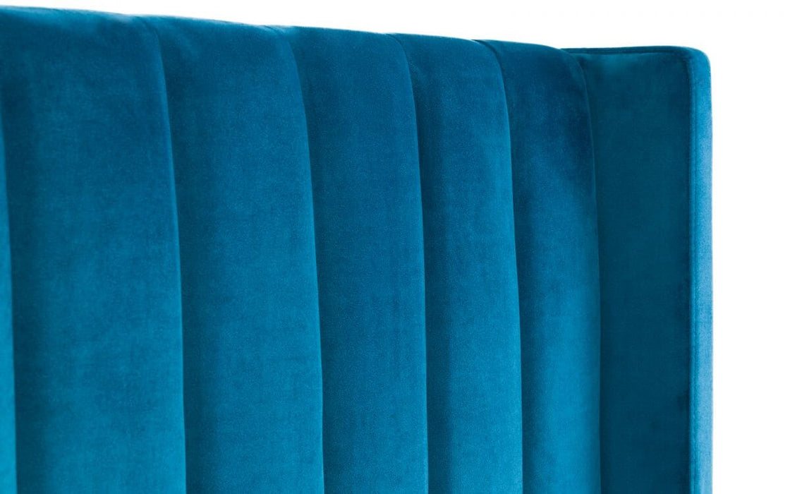 Langham Scalloped Headboard Storage Bed Frame 135Cm - Teal Bed Frames Julian Bowen V2 