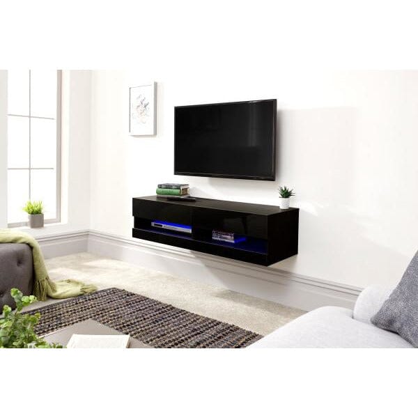 Galicia 120cm Wall Tv Unit With LED Black TV Unit GW 