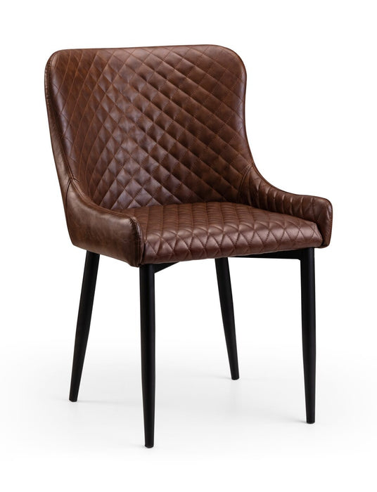 Luxe Faux Leather Dining Chair Brown Dining Chairs Julian Bowen V2 