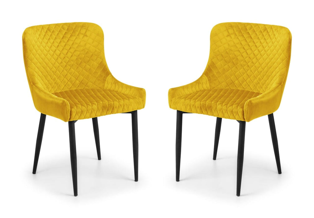 Luxe Velvet Dining Chair - Mustard (2 Per Box) Dining Chairs Julian Bowen V2 