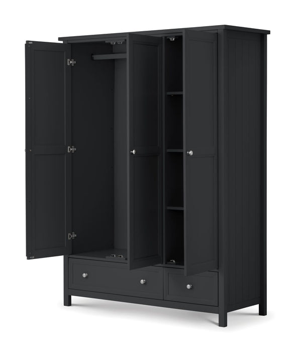 Maine 3 Door Combination Wardrobe - Anthracite Wardrobe Julian Bowen V2 