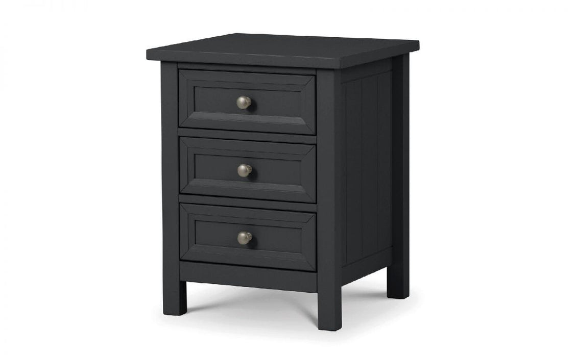 Maine 3 Drawer Bedside - Anthracite Bedside Tables Julian Bowen V2 