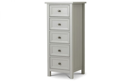 Maine 5 Drawer Tall Chest - Dove Grey Chest of Drawers Julian Bowen V2 