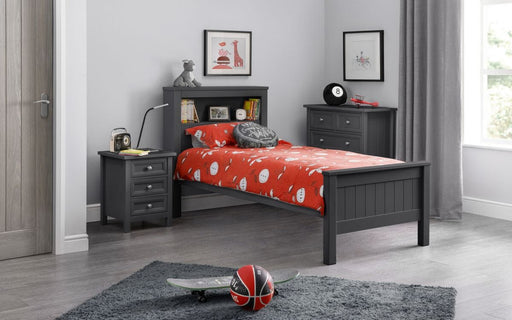 Maine Bookcase Bed Frame 90Cm - Anthracite Bed Frames Julian Bowen V2 