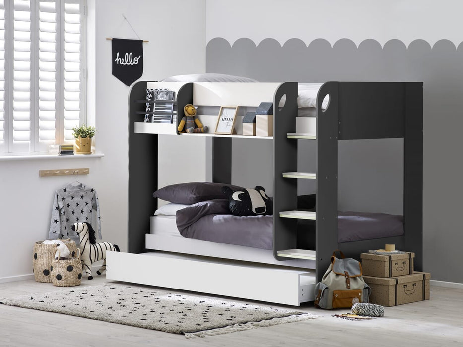 Mars Bunk & Underbed Charcoal & White Bunk Beds Julian Bowen V2 