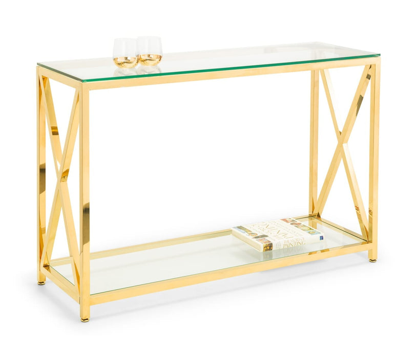 Miami Console Table - Gold Console Table Julian Bowen V2 