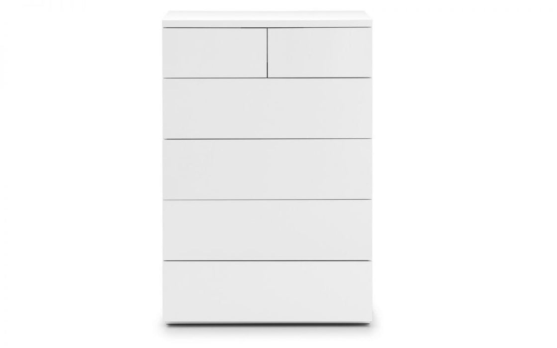 Monaco 4+2 Drawer Chest - White High Gloss Chest of Drawers Julian Bowen V2 