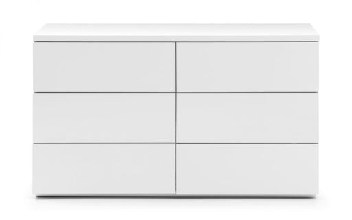 Monaco 6 Drawer Wide Chest - White High Gloss Chest of Drawers Julian Bowen V2 