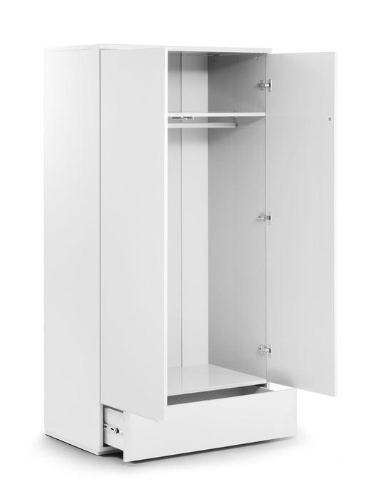 Monaco 2 Door Combination Wardrobe - White High Gloss Wardrobe Julian Bowen V2 