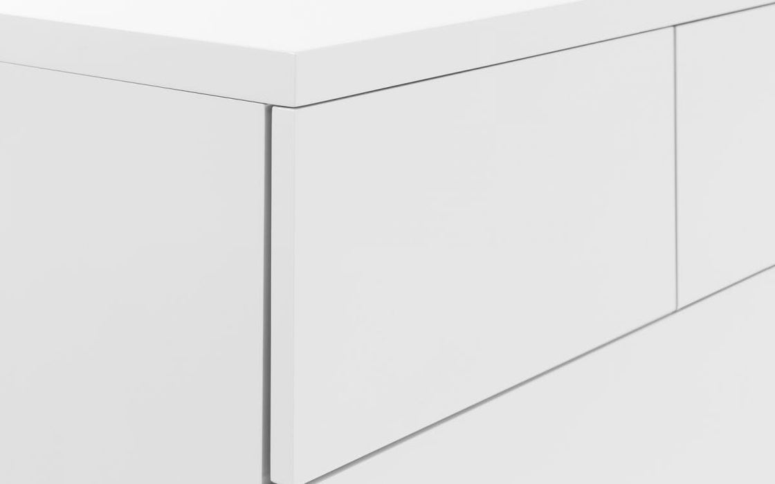 Monaco 6 Drawer Wide Chest - White High Gloss Chest of Drawers Julian Bowen V2 