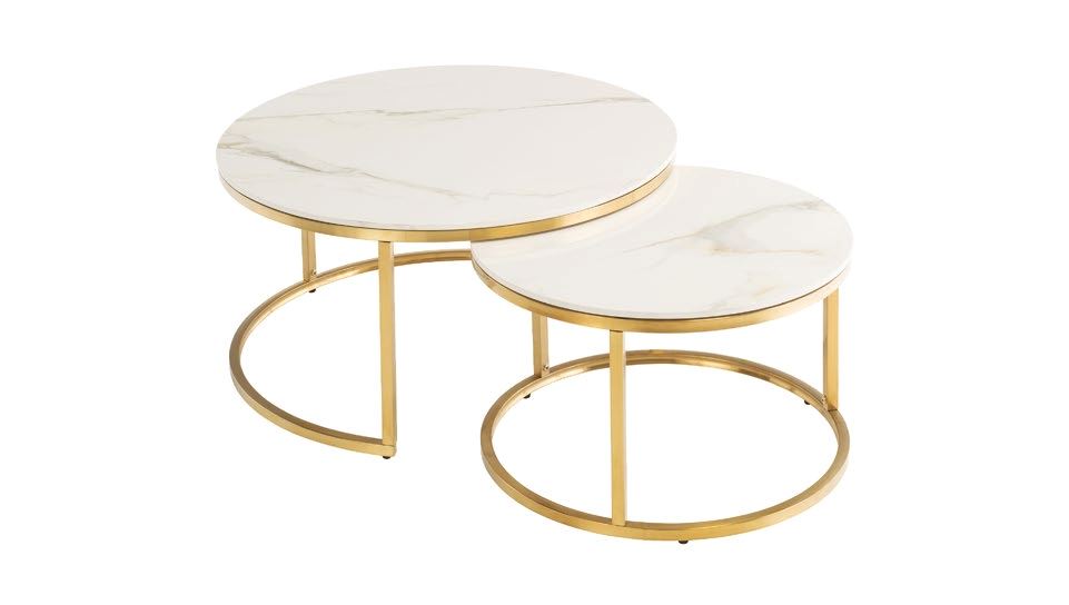 Portafino Round Coffee Table Set - Kass Gold/Brushed Gold supplier 120 