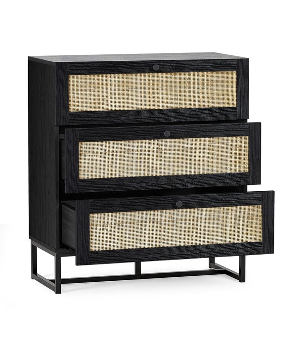 Padstow 3 Drawer Chest - Black Chest Of Drawers Julian Bowen V2 