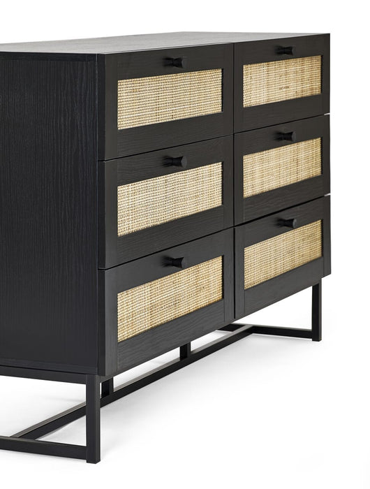 Padstow 6 Drawer Chest - Black Chest Of Drawers Julian Bowen V2 