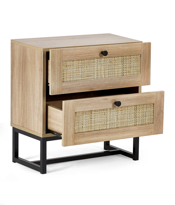 Padstow 2 Drawer Bedside - Oak Bedside Cabinets Julian Bowen V2 