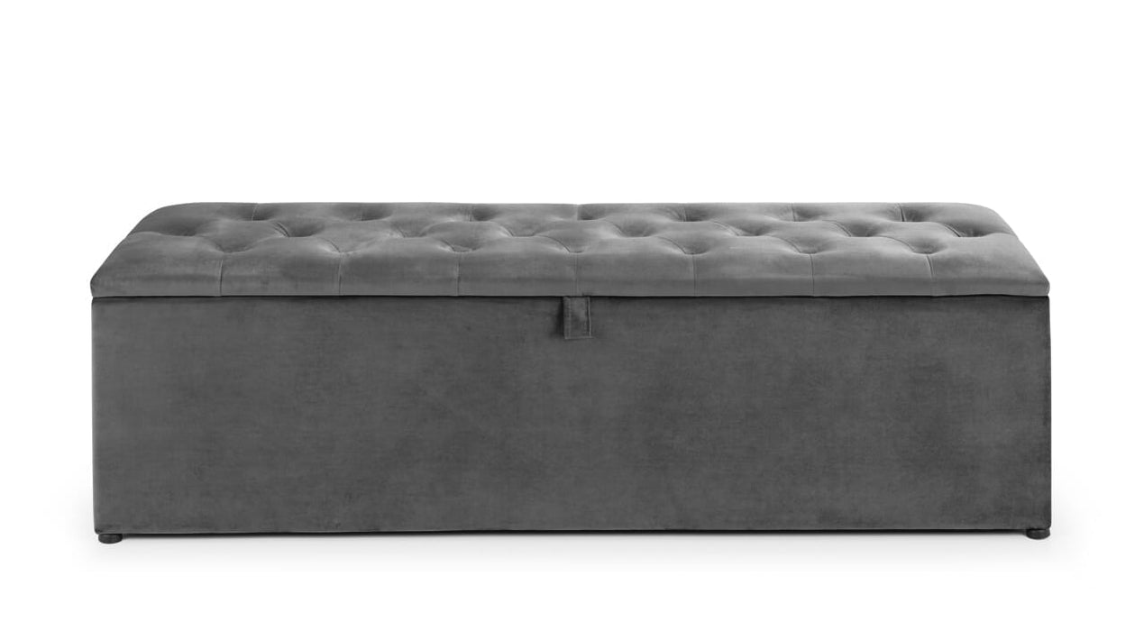 Ravello Blanket Box Dark Grey Velvet Blanket Box Julian Bowen V2 