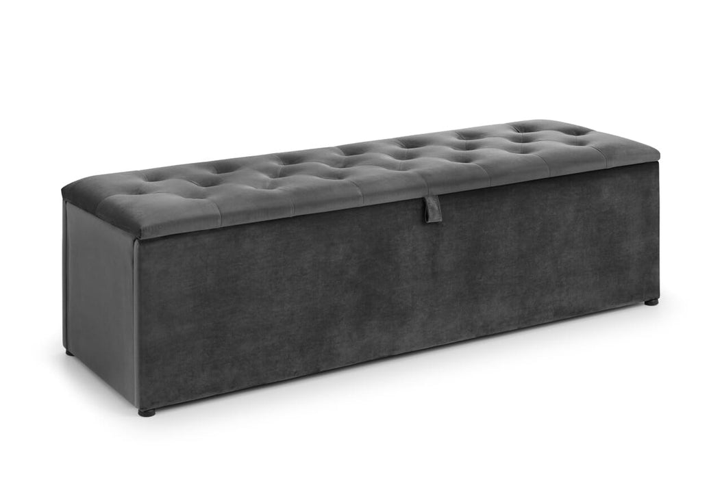 Ravello Blanket Box Dark Grey Velvet Blanket Box Julian Bowen V2 