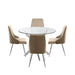 Nova 100cm Round Glass Table Top with Silver Metal Base and 4 Champagne Tiffany Metal Base Chairs Covered with PVC for Seating and Backrest Dining Table CIMC 