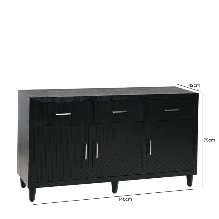 Solano 3 Drawer 3 Door Sideboard Black Sideboards CIMC 