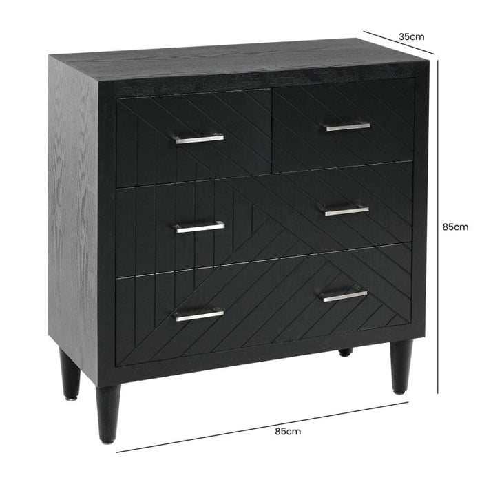 Solano 4 Drawer Chest Black - KD Legs Chest of Drawer CIMC 