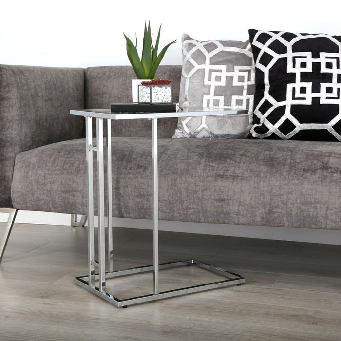 Value Harry C-shaped Silver Metal Frame with Clear Glass Top Sofa Table Sofa Tables CIMC 