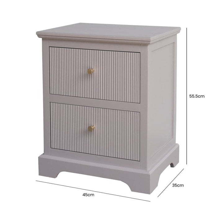 Lindon Summer Grey Wood 2 Drawer Bedside Cabinet Bedside Cabinet CIMC 