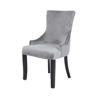 Grey Velvet Dining Chair With Ring Diamond Back Dining Chair CIMC 