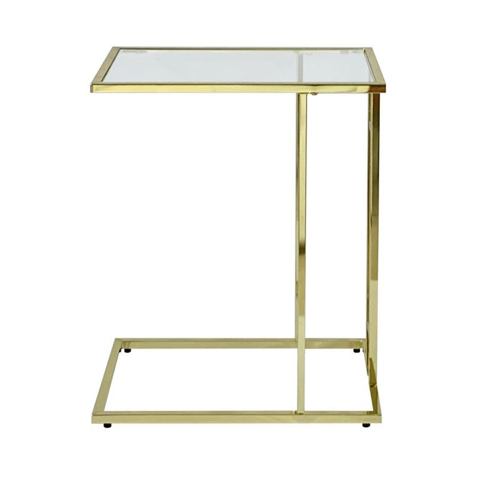 Value Harry C-Shaped Chrome Gold Frame with Rectangular Clear Glass Top Sofa Table Sofa Tables CIMC 