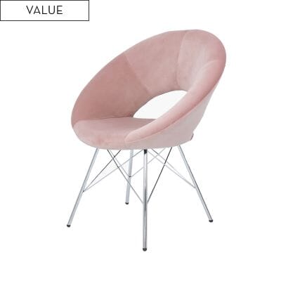 Orb Chrome and Pink Velvet Chair Dining Chair CIMC 