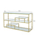 Value Harry Gold Steel and Clear Glass Tiered Console Table Console Tables CIMC 