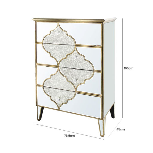 Marrakech Mirror 4 Drawer Cabinet Chest of Drawers CIMC 