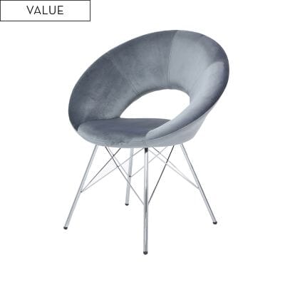 Orb Chrome and Grey Velvet Chair Dining Chair CIMC 