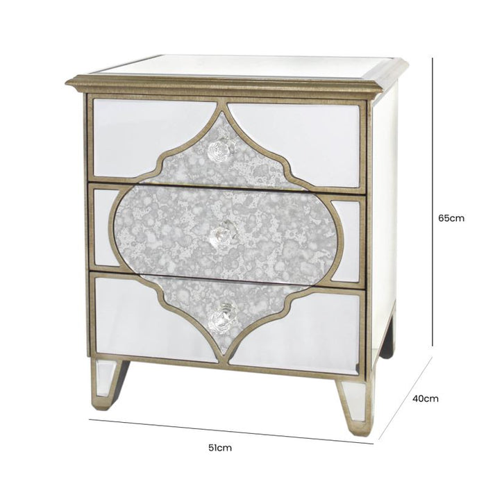 Marrakech Mirror 3 Drawer Bedside Cabinet Bedside Cabinet CIMC 