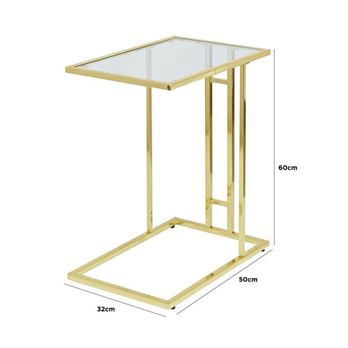 Value Harry C-Shaped Chrome Gold Frame with Rectangular Clear Glass Top Sofa Table Sofa Tables CIMC 