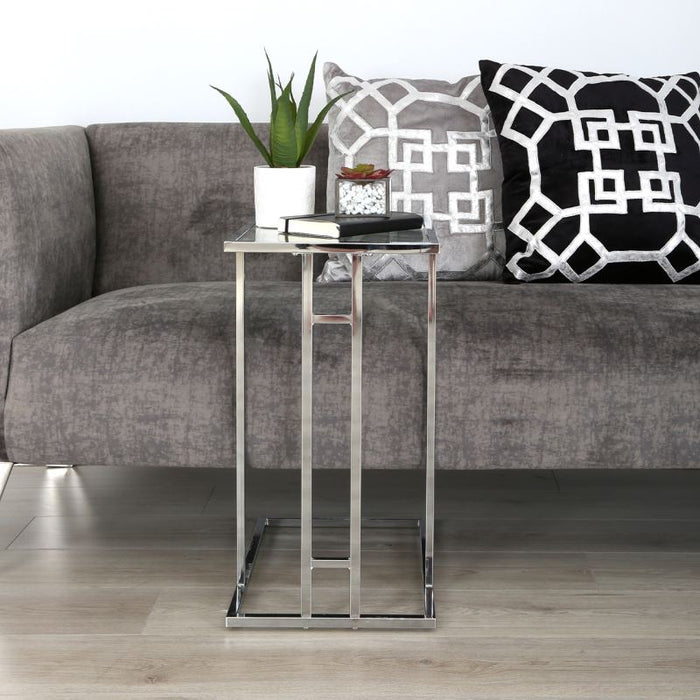 Value Harry C-shaped Silver Metal Frame with Clear Glass Top Sofa Table Sofa Tables CIMC 