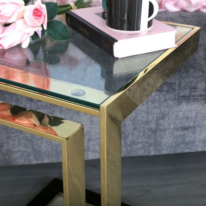 Square Top Glass Apex Gold Sofa Table Sofa Tables CIMC 