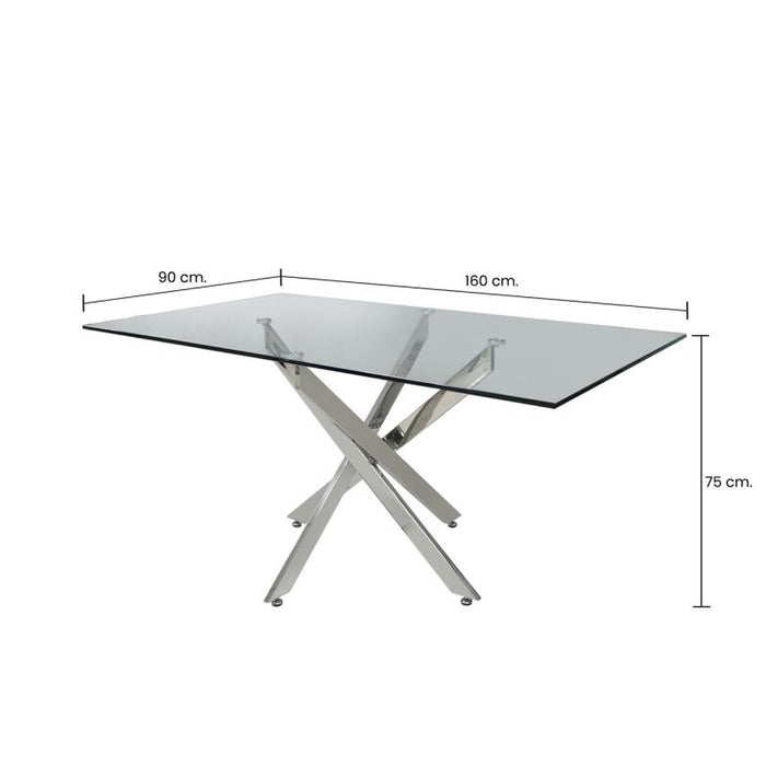 Value Nova 160cm Chrome and Glass Dining Table *(Del. 10 Days Approx. for UK & 14-21 Days for Ireland) Dining Table CIMC 