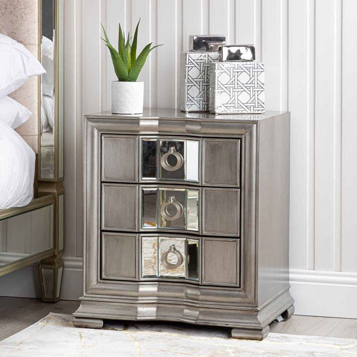 Lucca Mirror Grey 3 Drawer Cabinet Cabinet CIMC 