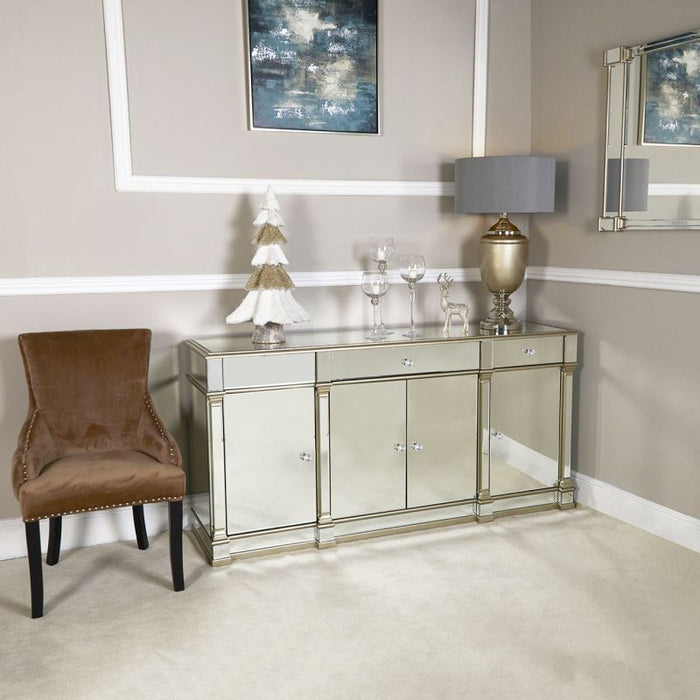 Apollo Champagne Mirrored 4 Door 3 Drawer Sideboard Sideboards CIMC 