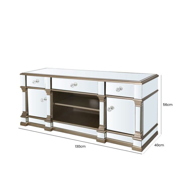 Apollo Champagne Mirrored Medium 2 Door 3 Drawer TV Entertainment Unit TV Cabinets CIMC 